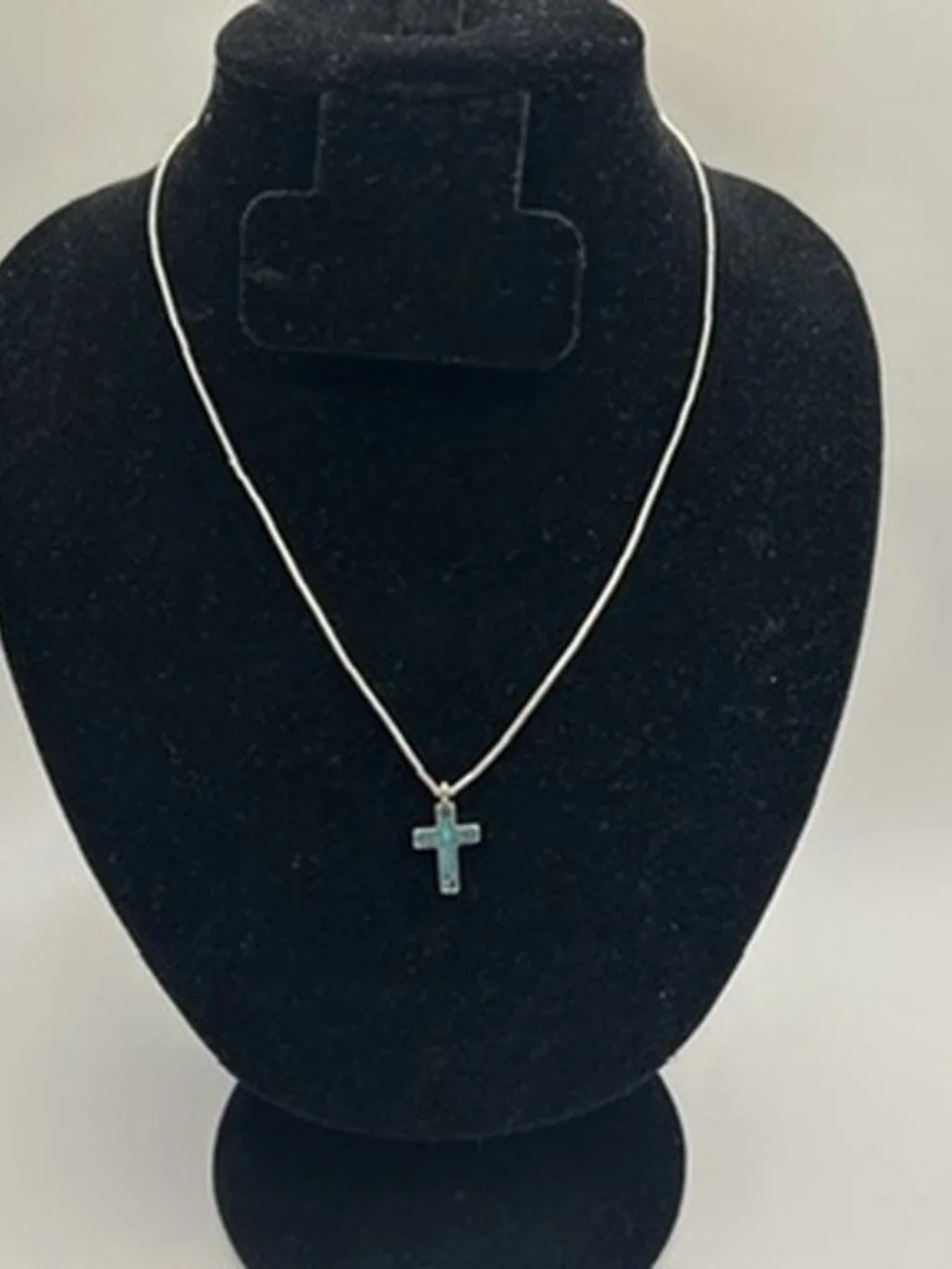 Vintage Womens Orange Coral Cross Real Silver Chain Plated Stainless Steel